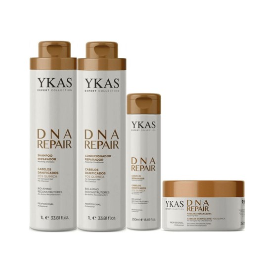 Ykas Dna Repair Shampoo + Condicionador 1L + Máscara 250g + Leave-in 250ml