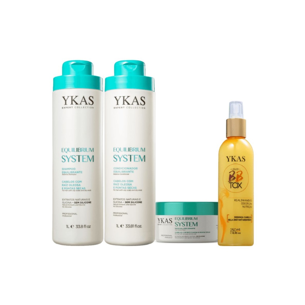 Ykas Equilibrium System Kit Grande Completo +  Ykas BBtox Líquido Desmaia Cabelo 250ml Ykas Equilibrium System Kit Grande Completo +  Ykas BBtox Líquido Desmaia Cabelo 250ml