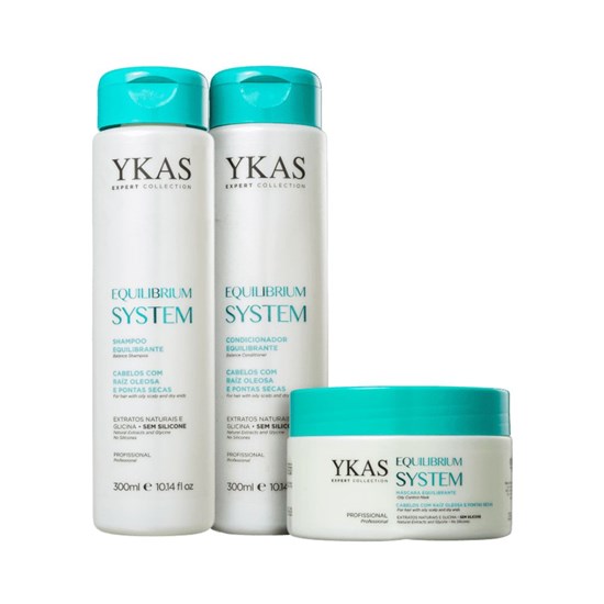 Ykas Equilibrium System Shampoo + Condicionador 300ml + Máscara 250g