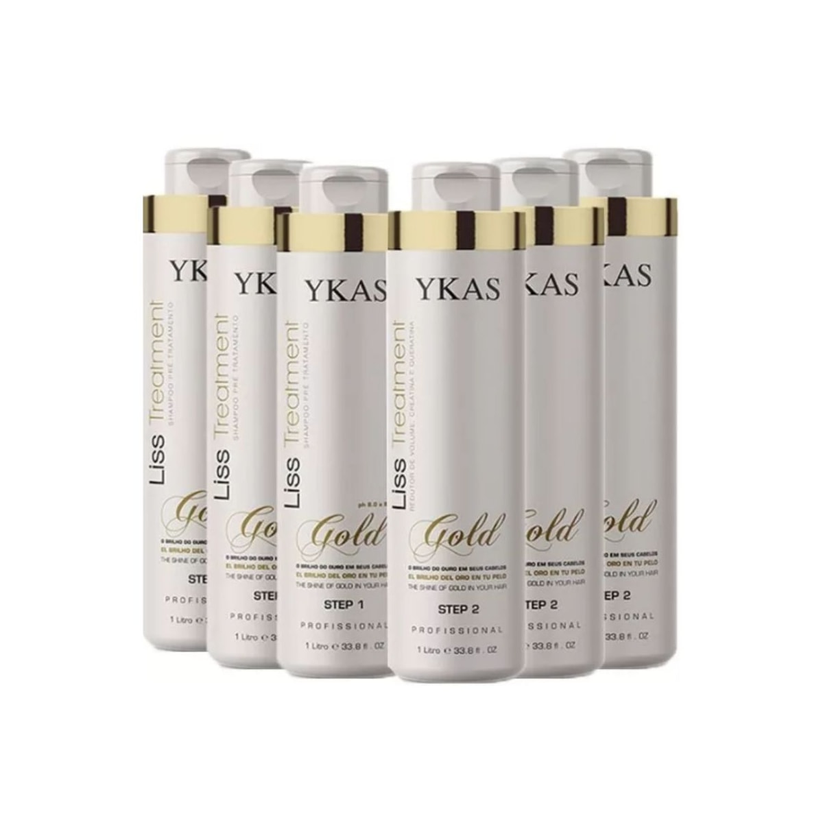 Ykas Escova Progressiva Kit Ouro 3 Kits de (2 x 1 litro) Ykas Escova Progressiva Kit Ouro 3 Kits de (2 x 1 litro)