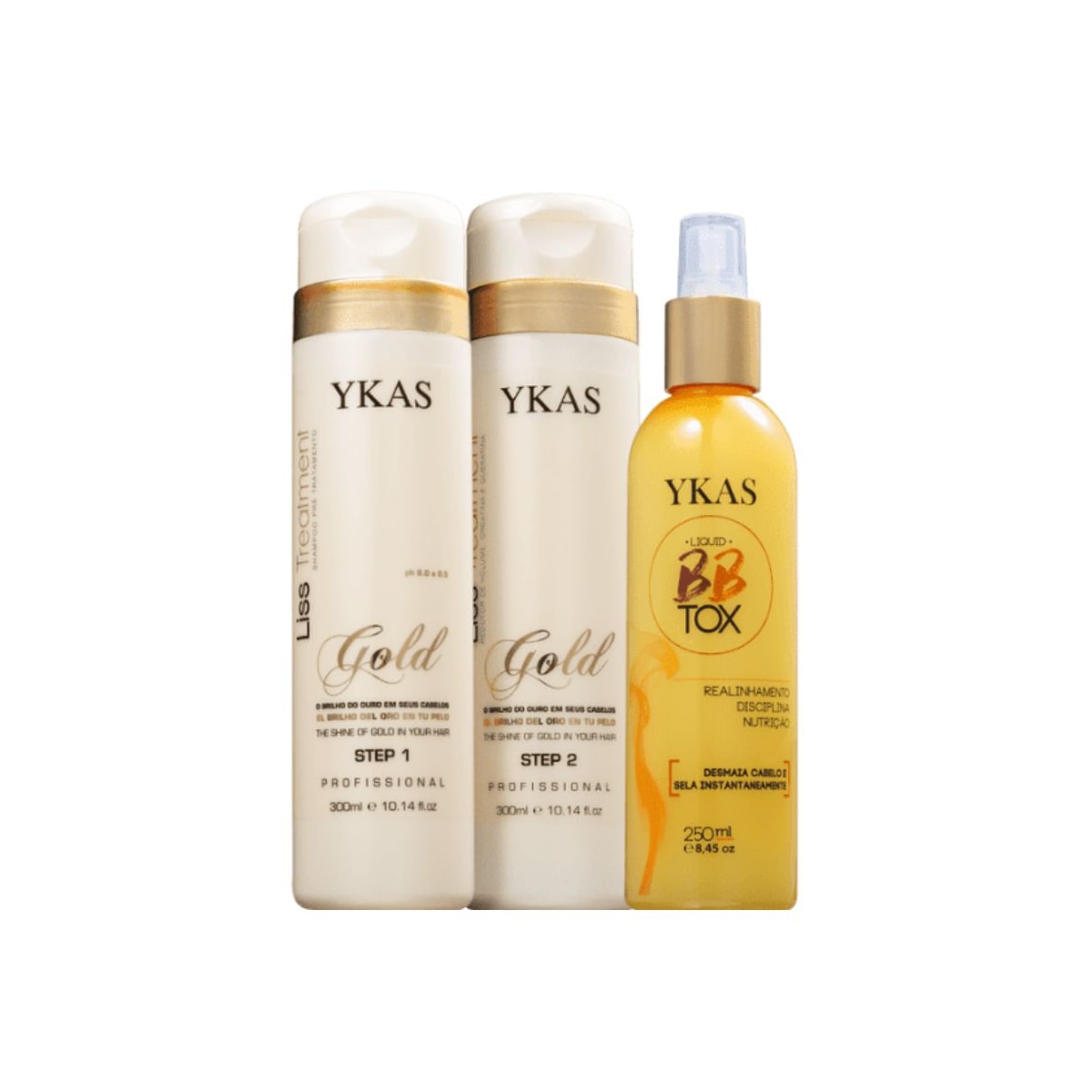 Ykas Gold Progressiva (2 x 300ml) + Bbtox Líquido 250ml Ykas Gold Progressiva (2 x 300ml) + Bbtox Líquido 250ml