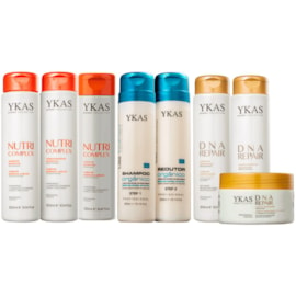 Ykas Nutri Complex Kit Leave Pequeno  + Dna Repair Kit Trio Pequeno + Progressiva Orgânico 300ml