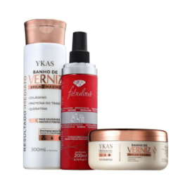 Ykas Verniz Shampoo 300ml + Máscara 250g +  All in One 250ml