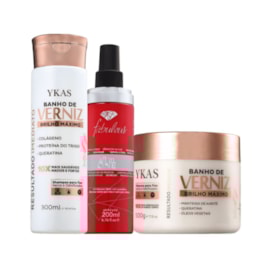 Ykas Verniz Shampoo 300ml + Máscara  500g  +  All in One 250ml Ykas Verniz Shampoo 300ml + Máscara  500g  +  All in One 250ml
