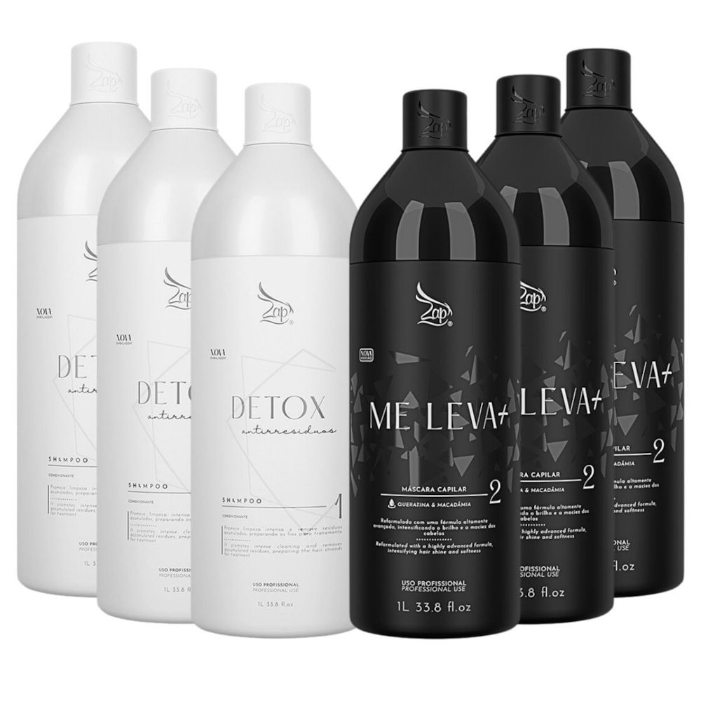 Zap Me Leva+ 3 Kits Shampoo e Máscara (2 x 1 Litro)