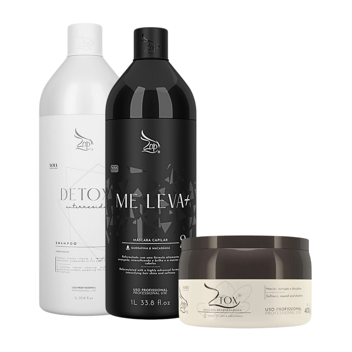 Zap Me Leva+ Shampoo e Máscara (2 x 1 Litro) e Ztox 400g Zap Me Leva+ Shampoo e Máscara (2 x 1 Litro) e Ztox 400g