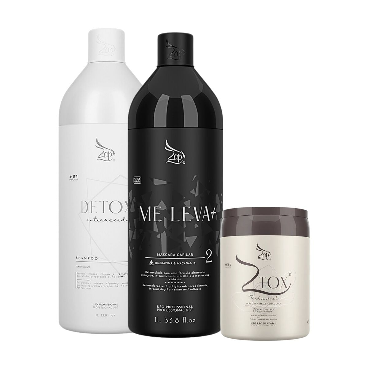 Zap Me Leva+ Shampoo e Máscara ( 2 x 1 Litro ) e Ztox 950g Zap Me Leva+ Shampoo e Máscara ( 2 x 1 Litro ) e Ztox 950g